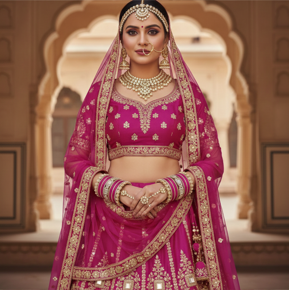 AYSIMA | Rani Pink Bangle Set for Women with Kada | 42 Pieces