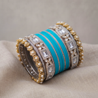 AYSIMA | Turquoise Blue Bangle Set for Women with Kada | 40 Pieces