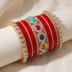 AYSIMA Suhaani Red Bridal Bangle Set with Multicolour Kada