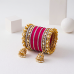AYSIMA Rani Pink Bridal Chura & Kangan Bangle Set – 40 Pieces