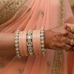 AYSIMA – Peach Bridal Bangle Set with Statement Kada - 42 pieces