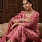 AYSIMA Padmika Pink Bridal Bangle Set with Floral Kadas - 56 pieces