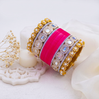 AYSIMA Rani Glow – Hot Pink 36-Piece Designer Bangle Set with Kadas