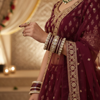 AYSIMA Rajvalli – Maroon Bridal Bangle Set with Statement Kada - 42 pieces