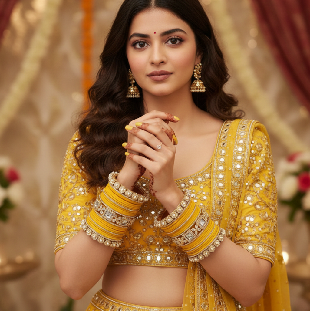 AYSIMA | Yellow Bangle Set for Women with Kada | 42 Pieces