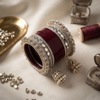 AYSIMA Anuradha – Maroon Bridal Bangle Set with Jhumka Charms - 36 pieces