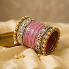 AYSIMA | 40-Piece Pink Bangle Set with Kada for Women