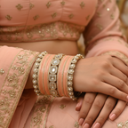 AYSIMA – Peach Bridal Bangle Set with Statement Kada - 42 pieces