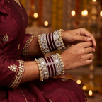 AYSIMA Manasvi – Maroon Bridal Bangles with Floral Kadas & Pearl-Look Accents - 40 pieces