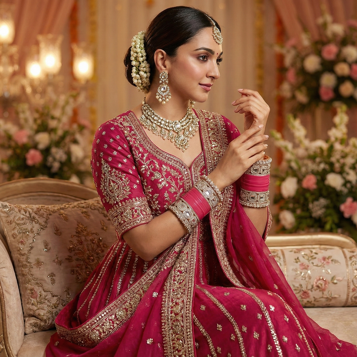 AYSIMA Rani Pink Bridal Bangles & Pachari Kadas – Nandini - 36 pieces