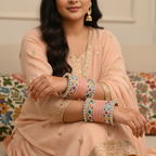 Peach Bridal Bangles & Pachari Kadas | AYSIMA Ira - 40 pieces