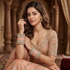 AYSIMA Tanvi – Peach Bridal Bangle Set with Floral Kadas & Pearl-Look Accents - 40 pieces