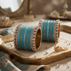 AYSIMA Azure Grace – Blue Bangle Set for Women with Designer Kadas | 42 pieces