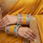 AYSIMA Yellow Haldi Bangles & Multicolour Kadas | Pihu - 36 pieces