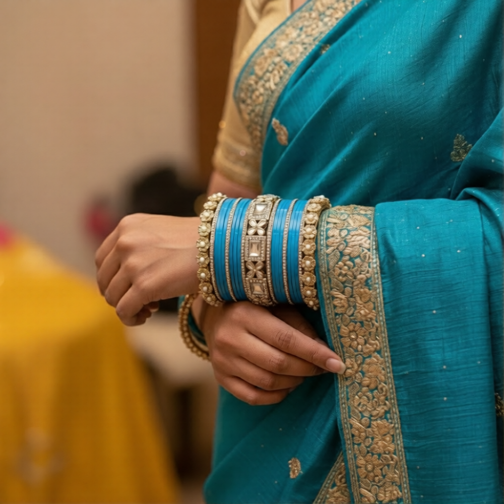 AYSIMA | Blue Bangle Set for Women with Kada | 42 Pieces