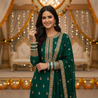 AYSIMA Haritika – Emerald Green Bridal Bangle Set with Statement Kada - 42 pieces
