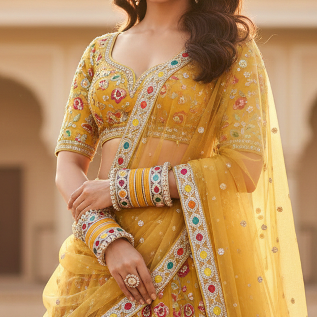 Yellow Haldi Bangles & Pachari Kadas | AYSIMA Kusum - 40 pieces