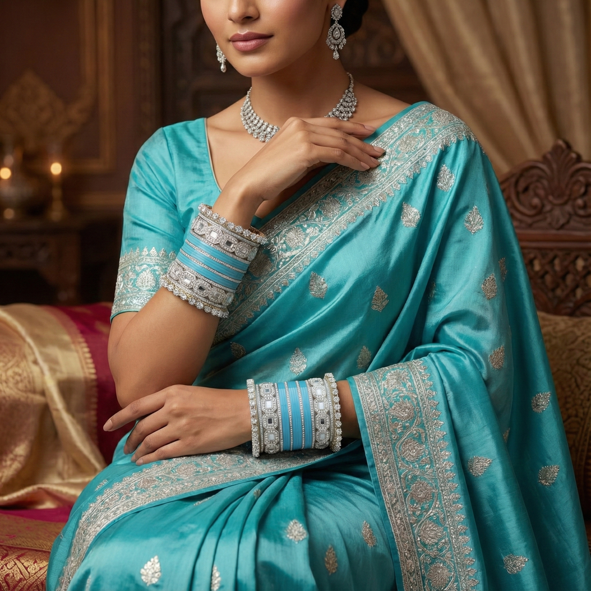 AYSIMA Turquoise Blue Bridal Bangles & Kadas | Neelima - 40 pieces