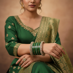AYSIMA Emerald Green Heritage – 42-Piece Bangle Set with Designer Kadas