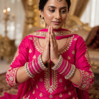AYSIMA Manjari – Rani Pink Bridal Bangle Set with Floral Kadas | 42 Pieces