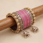 AYSIMA Pink Bridal Chura & Kangan Bangle Set – 40 Pieces