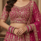 AYSIMA Rani Royale – Pink Bridal 42-Piece Bangle Set with Statement Kada