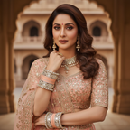 AYSIMA Meher – Peach Bridal Bangle Set with Floral Kadas - 40 pieces