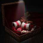 AYSIMA Shagun – Red Bridal Chura & Floral Kada Set - 36 pieces