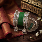 AYSIMA Suhani – Green Bridal Bangle Set with Jhumka Charms - 36 pieces