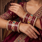 AYSIMA Rajnandini Maroon Bridal Bangle Set with Multicolour Kada