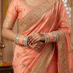 AYSIMA Aarohi – Peach Bridal Chura &amp; Floral Kada Set - 36 pieces
