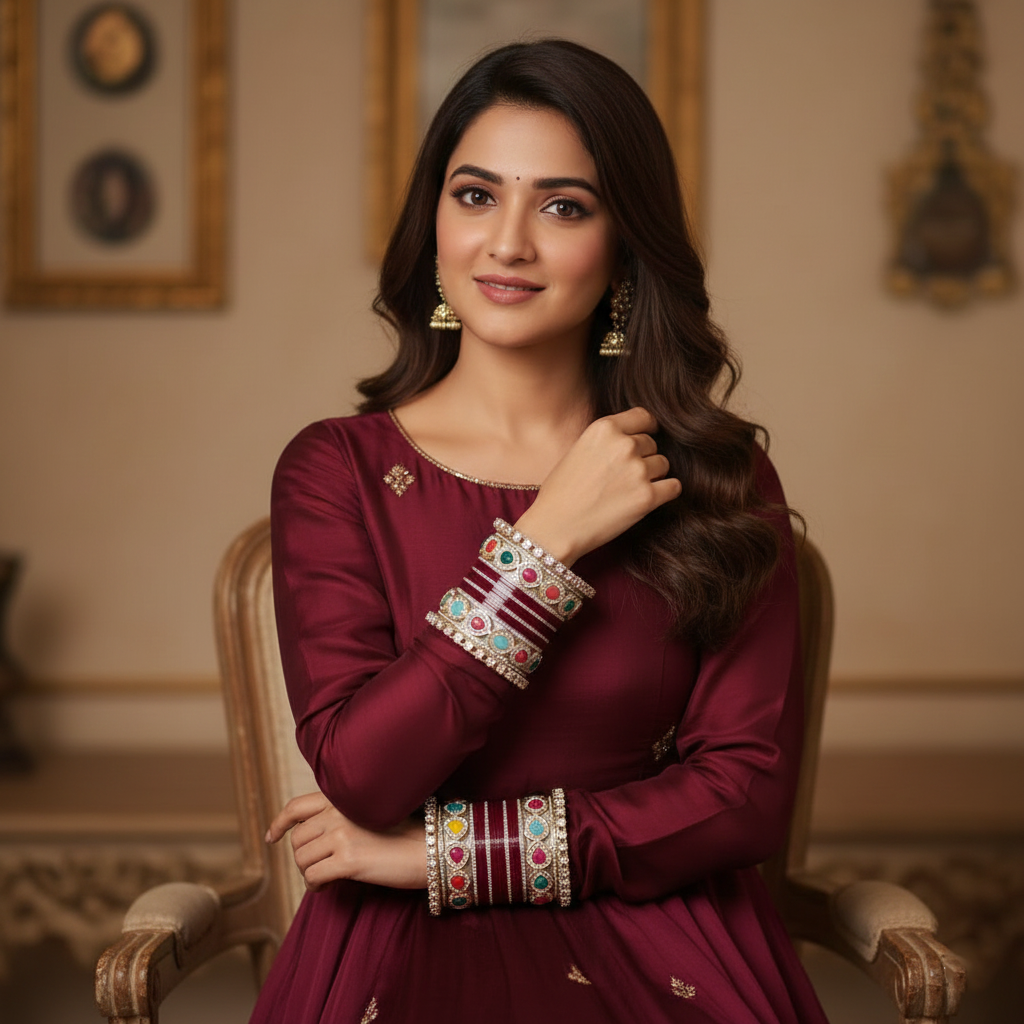 Maroon Bridal Bangles & Pachari Kadas | AYSIMA Ridhima - 40 pieces