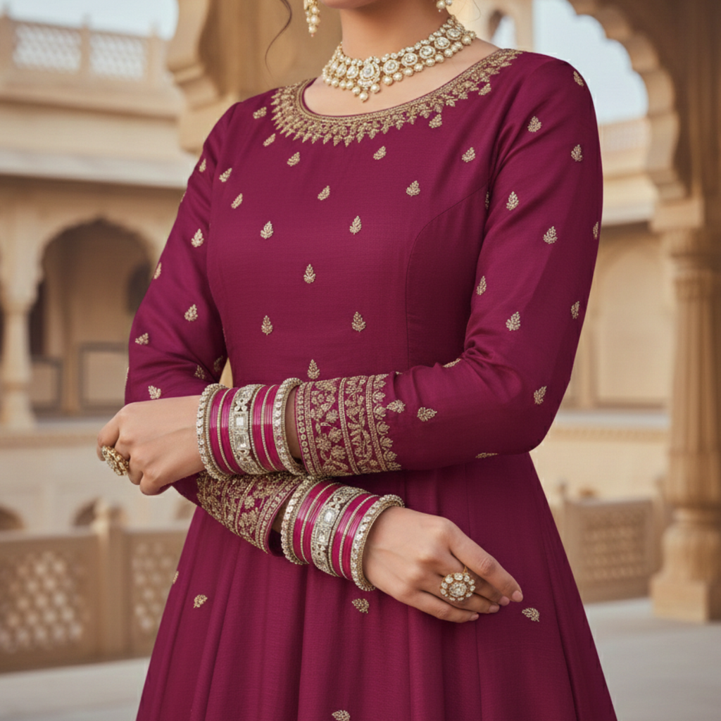 AYSIMA Rangini Rani Pink Bridal Bangles for Women | Floral Kada Wedding Bangle Set