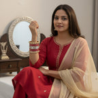 AYSIMA | Red Bangle Set for Women with Kada | 42 Pieces