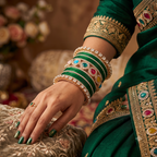 AYSIMA Harini Green Bridal Bangle Set with Multicolour Kadas