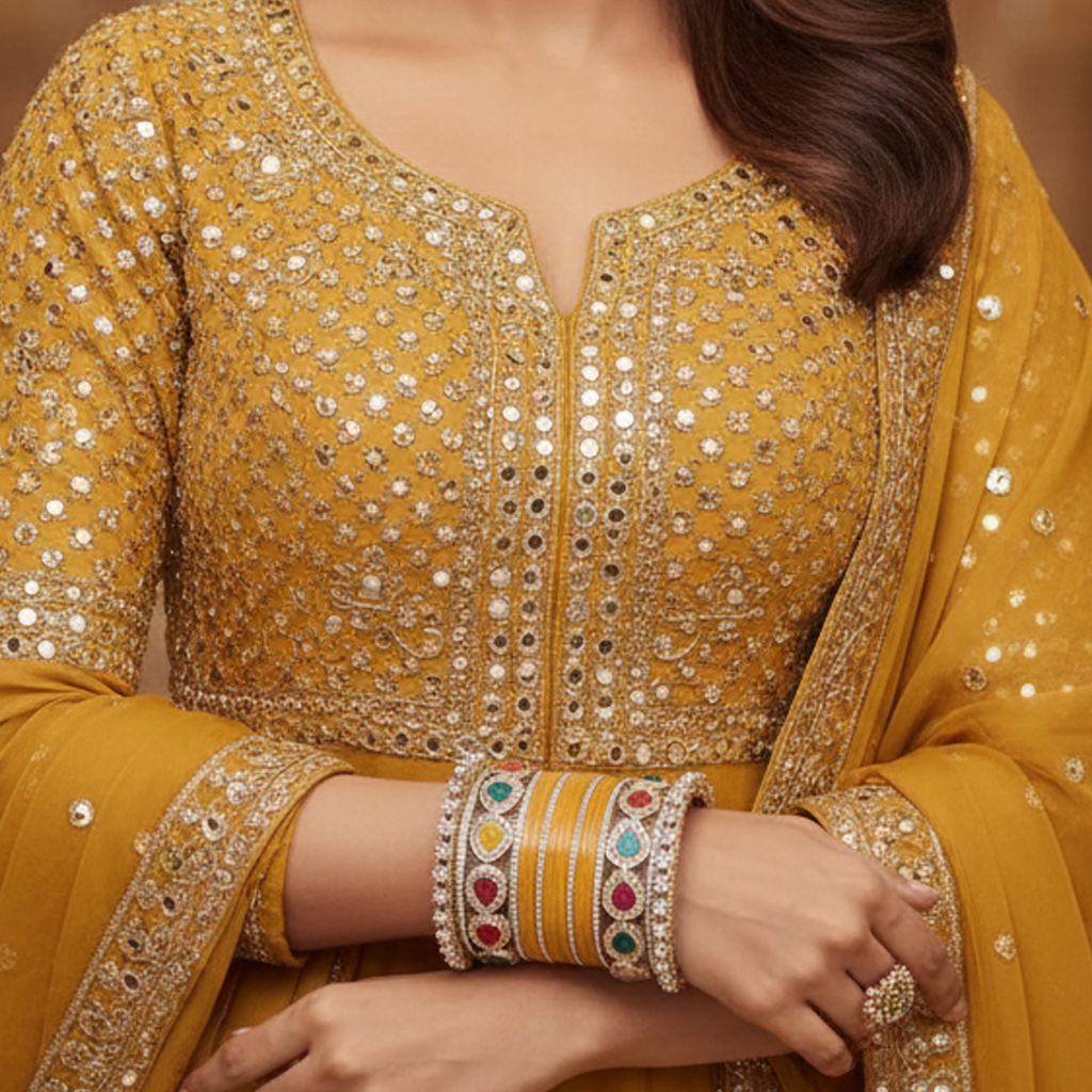 Yellow Haldi Bangles & Pachari Kadas | AYSIMA Kusum - 40 pieces