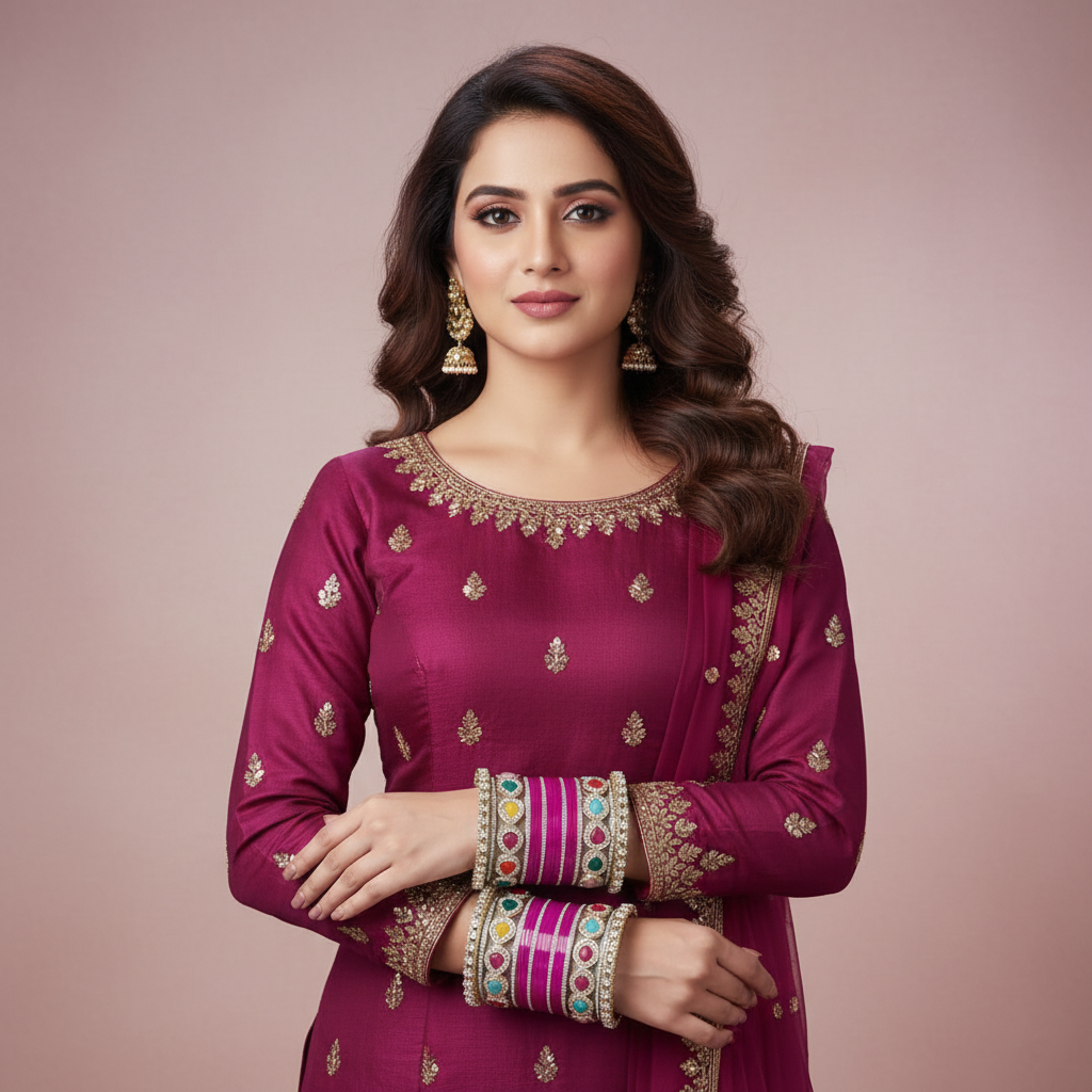 Rani Pink Bridal Bangles & Pachari Kadas | AYSIMA Siya - 40 pieces