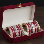 AYSIMA Crimson Royale – Red Bridal 42-Piece Bangle Set with Designer Kada