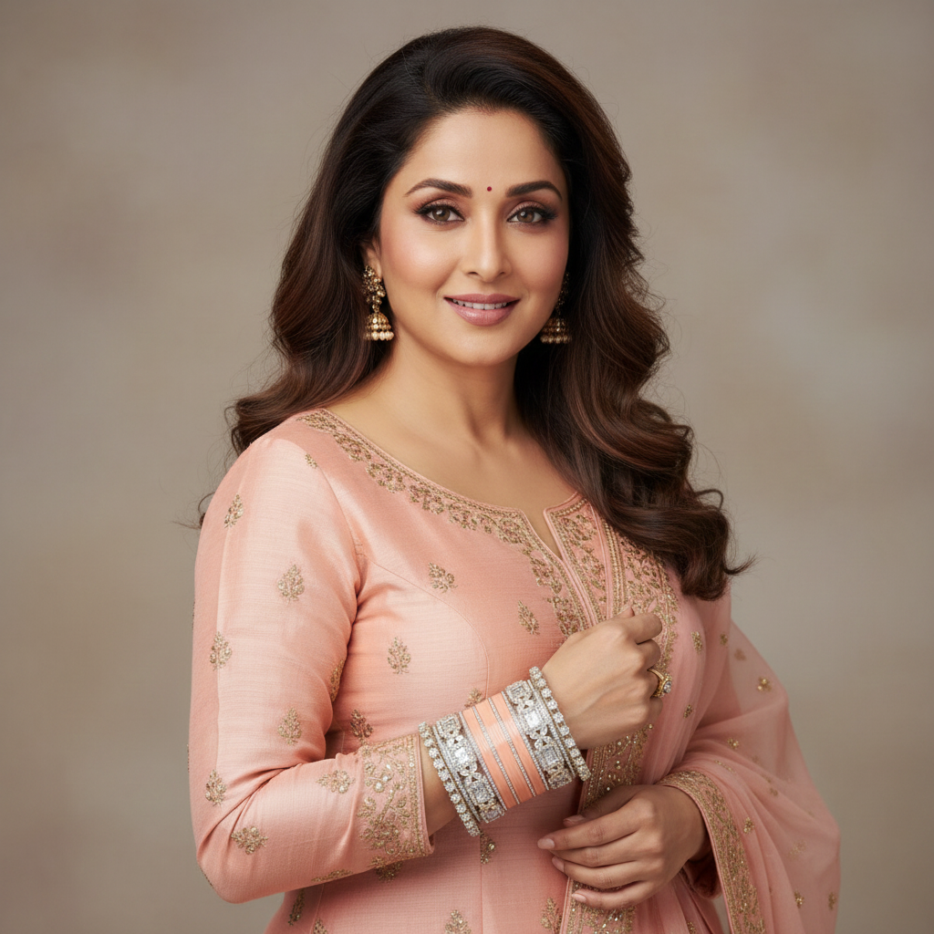 AYSIMA Meher – Peach Bridal Bangle Set with Floral Kadas - 40 pieces