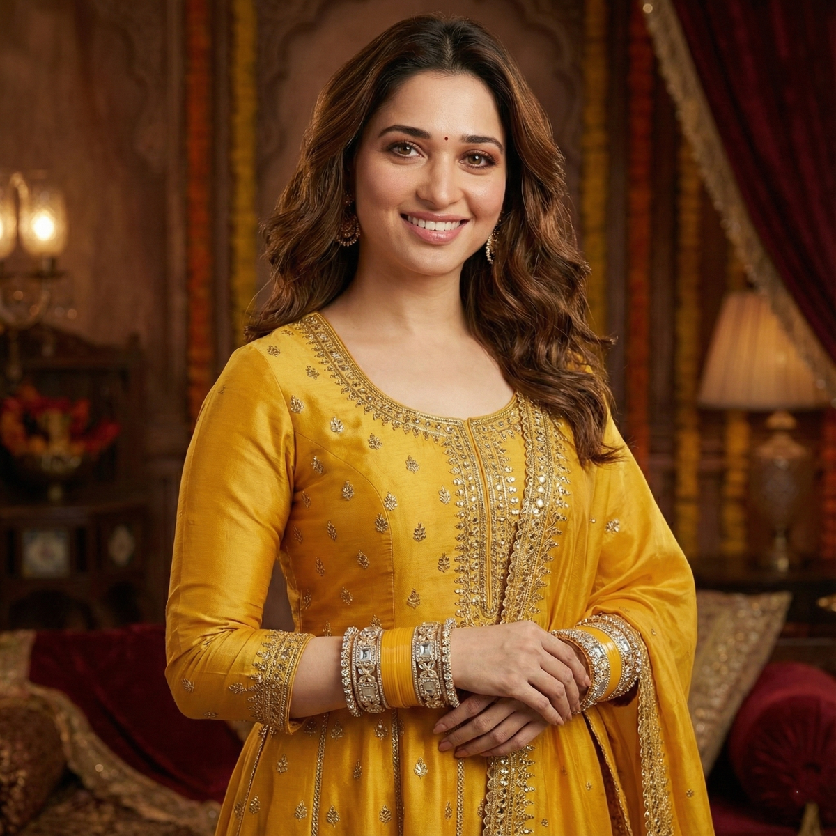 AYSIMA Basanti – Yellow Haldi Bangles &amp; Floral Kada Set - 36 pieces