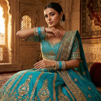 AYSIMA Neerja – Sky Blue Bridal Chura & Floral Kada Set - 36 pieces