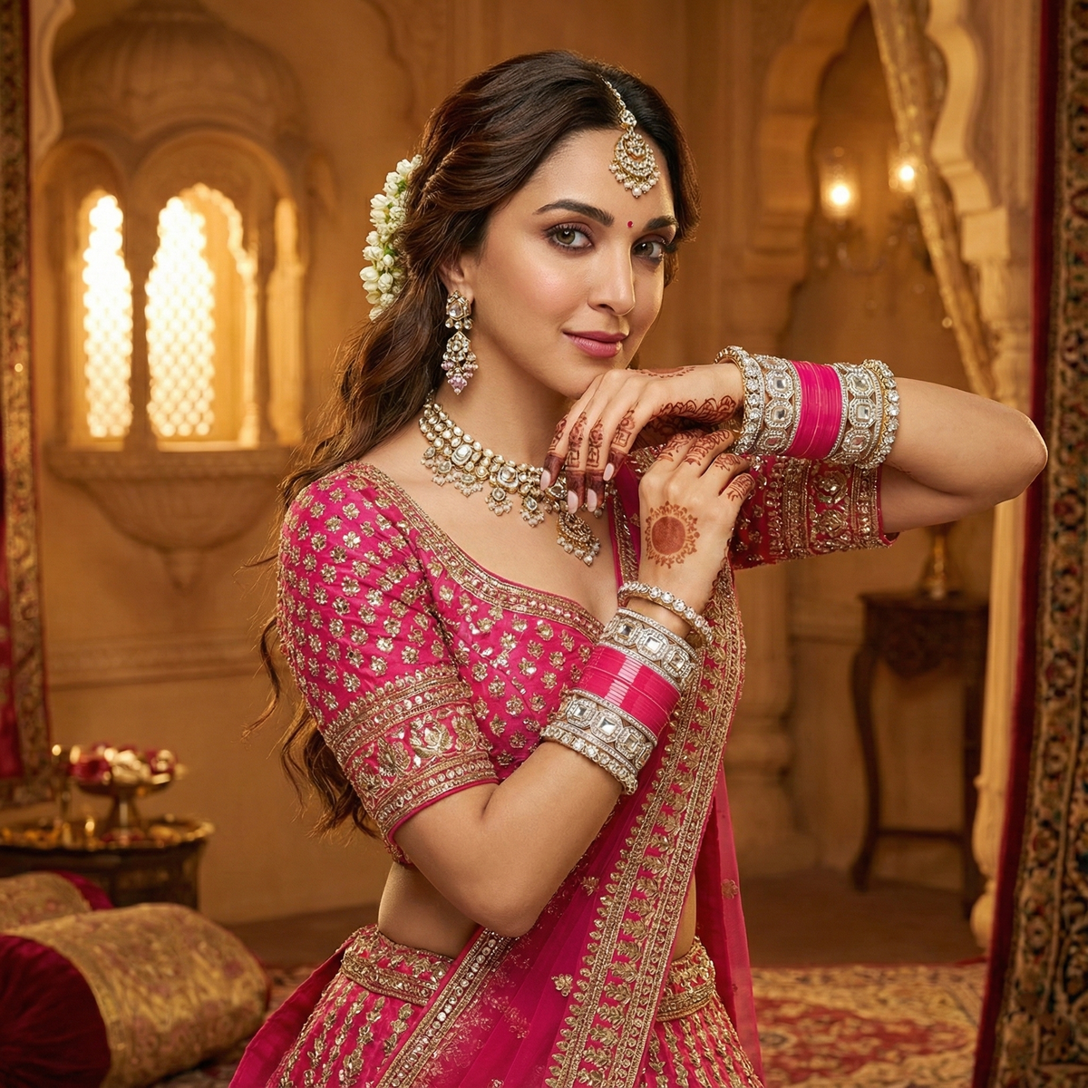 AYSIMA Rani Pink Bridal Bangles & Pachari Kadas – Nandini - 36 pieces