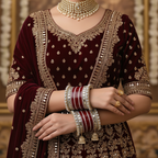 AYSIMA Maithili – Maroon Bridal Bangle Set with Mirror-Look Kadas & Jhumka Charms - 40 pieces