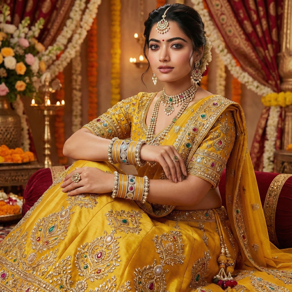 AYSIMA | Yellow Bangle Set for Women with Kada | 42 Pieces