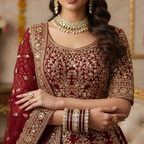 AYSIMA Rajvalli – Maroon Bridal Bangle Set with Statement Kada - 42 pieces