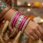 AYSIMA Rani Royale – Magenta 42-Piece Bridal Bangle Set with Designer Kada