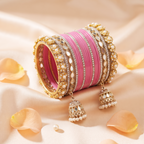 AYSIMA Pink Bridal Chura & Kangan Bangle Set – 40 Pieces