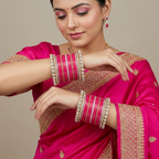AYSIMA Manjari – Rani Pink Bridal Bangle Set with Floral Kadas | 42 Pieces