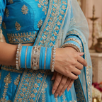 AYSIMA Ambara Sky Blue Bangle Set for Women | Bridal Wedding Bangles with Floral Kadas