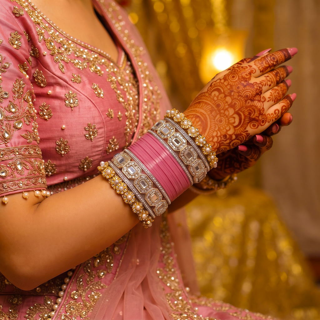 AYSIMA Gulabi Raj – Blush Pink 36-Piece Bangle & Kada Set